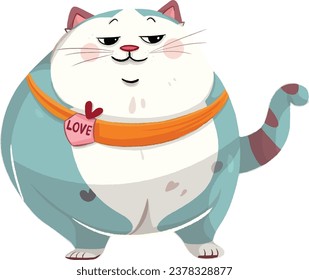 Der Zeichentrickskulptur der lustigen, chubby Katze im Cartoon-Stil 