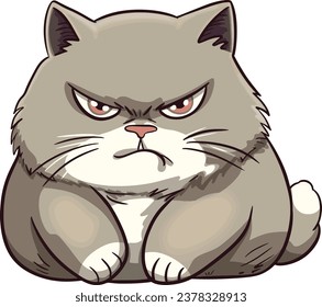 The drawing outline of funny chubby cat in cartoon style 