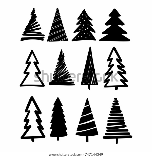 Download Drawing Outline Hand Sketch Christmas Tree Stock Vector ...