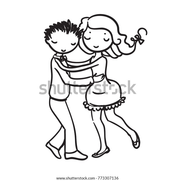 Drawing Outline On White Background Boy Stock Vector Royalty Free