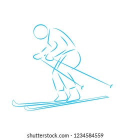 drawing outline winter sport