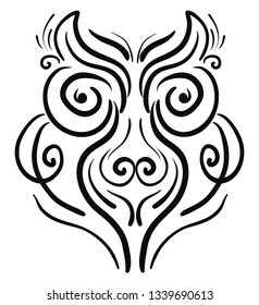 A drawing of an owl with an artisitc touch of patterns vector color drawing or illustration