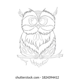 dibujo de un búho para colorear, ilustración vectorial