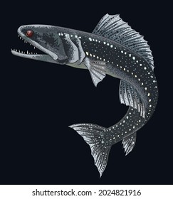 langosta de pachwork de dibujo, peces marinos profundos, arte.ilustración, vector