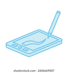 Drawing Pad isometric 3D blue color icon, mini illustration. use for modern concept, print, UI, UX kit, web and app development. Vector EPS 10, related to learning and education, science