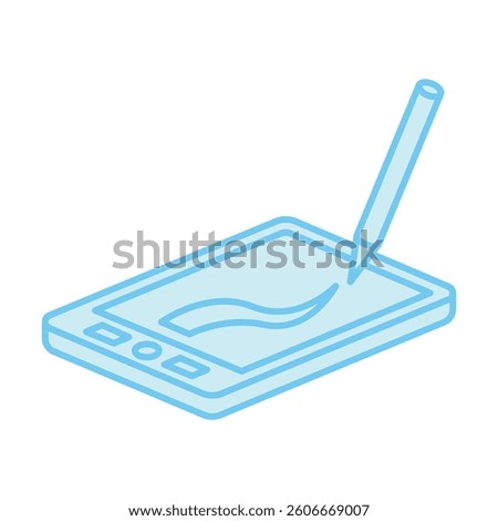 Drawing Pad isometric 3D blue color icon, mini illustration. use for modern concept, print, UI, UX kit, web and app development. Vector EPS 10, related to learning and education, science