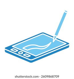 Drawing Pad isometric 3D dual tone icon, mini illustration. use for modern concept, print, UI, UX kit, web and app development. Vector EPS 10, related to learning and education, science