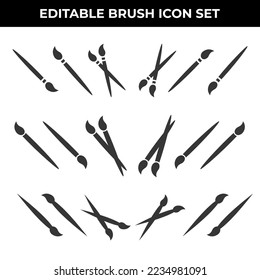 Drawing Paint Brush Trendy Flat Style Icon Vector Design Symbol Illustration Set.