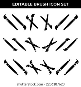 Drawing Paint Brush Trendy Flat Style Icon Vector Design Symbol Illustration Set.
