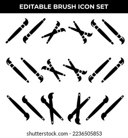 Drawing Paint Brush Trendy Flat Style Icon Vector Design Symbol Illustration Set.