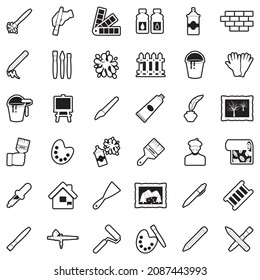 Drawing And Painting Icons. Line With Fill Design. Vector Illustration.