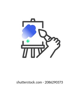 Drawing and painting line icon. linear style sign for mobile concept and web design. Arts easel outline vector icon. Symbol, logo illustration. Vector graphics