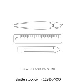 Drawing and painting tools flat icon