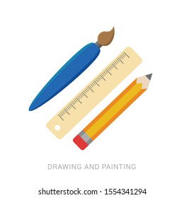 Drawing and painting tools flat icon