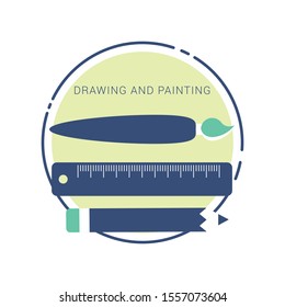 Drawing and painting tools flat icon