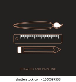 Drawing and painting tools flat icon