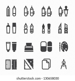 Drawing and Painting Tools Icons with White Background