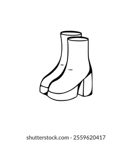 A drawing of a pair of high heeled boots