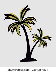 A drawing of palm trees with the word palm on it.