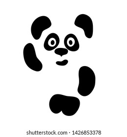 Drawing of Panda Bear. Black and White Silhouette. Vector Illustration