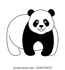 A drawing of a panda with a black and white background