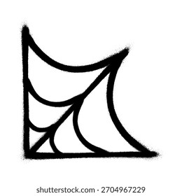 A drawing of a part of a spider web with black spray paint on a white background EPS 10