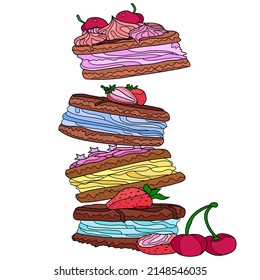 Drawing Party Cake Dessert Sugar High Cholesterol