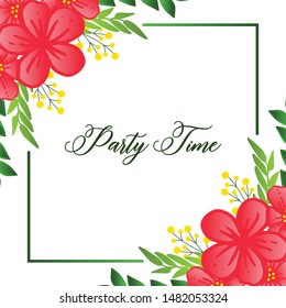 Drawing for party time invitation card, with ornate of wreath frame. Vector