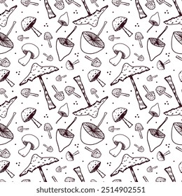 Drawing, pattern, decorative graphic sketch of a mushroom with a bow.