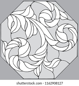 drawing of a pattern in the form of stained glass