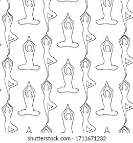 Siluetas de dibujo Posición de yoga ilustración fitness vector meditación gráfica saludable relajación ejercicio de relajación símbolo de cuerpo boceto papel tapiz