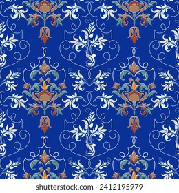 Zeichnen von Mustern auf hellfarbenen marineblauen Hintergründen Designs für Wanddekorationsbekleidung Geschenkpapier. Nahtloses Muster
