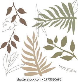 drawing patterns for plant and garden theme fabrics. Minimalist pastel colors for walls and wall hangings. editable vector image.
