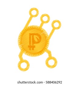 drawing peercoin web icon vector illustration eps 10