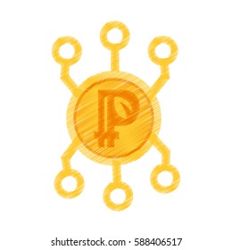 drawing peercoin web icon vector illustration eps 10