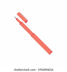 Dibujar elementos de la pluma aislados en fondo blanco. Pluma de fuente, escritura y herramientas de dibujo. Bolígrafo, bolígrafo, lápices y marcadores. Concepto de suministro de escuelas u oficinas. Ilustración vectorial de estilo plano