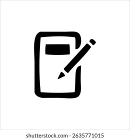 Drawing of a pen and a notebook. One line vector drawing of a pen and a container. Simple vector concept.
