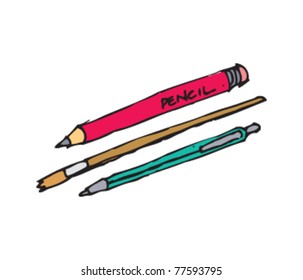 Drawing of pen and pencil