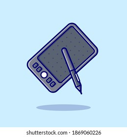 Drawing Pen Tablet Cartoon Vector Icon Illustration. Business Technology Icon Concept Isolated Premium Vector. Flat Cartoon Style