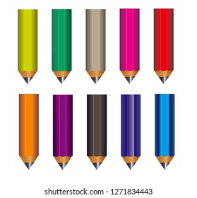 Drawing pencil. Art design of lead sharp pencil with eraser on white background with realistic 3D wooden pencils.Vector illustration art