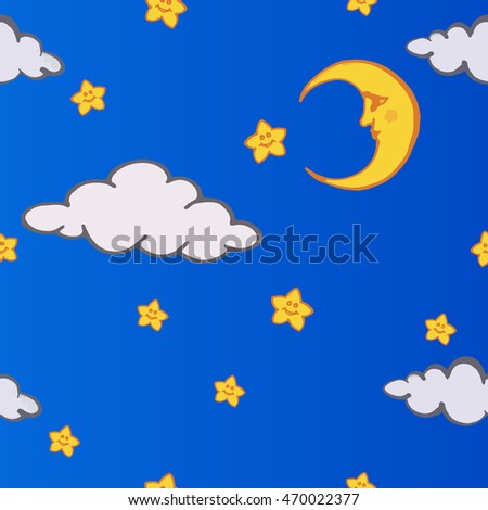 Drawing Pencil Clouds Stars Moon Vector Stock Vector Royalty Free