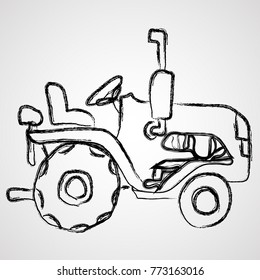 Drawing pencil crayon tractor
