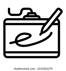Drawing pencil icon outline vector. Digital pen. Tablet pad