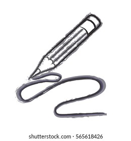 Drawing pencil, isolated on white background, label, logo, icon, design illustration Vector Flat