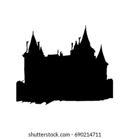 drawing pencil  landscape architecture castle art nature old graphic building outline hatching handmade travel tourism  silhouette