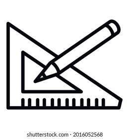 Drawing pencil ruler icon. Outline drawing pencil ruler vector icon for web design isolated on white background