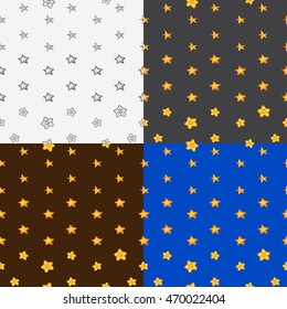 Drawing pencil set of colored stars. Vector seamless illustration