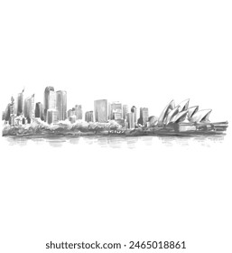 Drawing pencil style of Australia skyline 