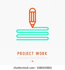 Drawing pencil thin line icon, symbol of design. Modern vector illustration of art equipment.