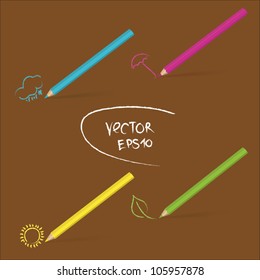 Drawing pencils set with summer elements
